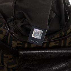 Pre Owned Fendi Tobacco Zucca Canvas Double Buckle Hobo Bag