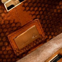 Pre Owned Fendi Beige Python and Python Lining Mini Peekaboo Top Handle Bag