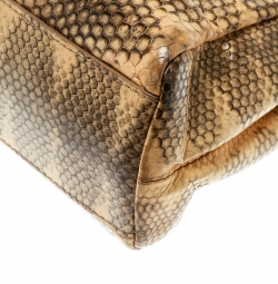 Pre Owned Fendi Beige Python and Python Lining Mini Peekaboo Top Handle Bag