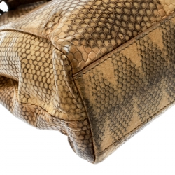 Pre Owned Fendi Beige Python and Python Lining Mini Peekaboo Top Handle Bag