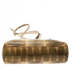 Pre Owned Fendi Beige Python and Python Lining Mini Peekaboo Top Handle Bag