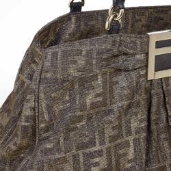 Pre Owned Fendi Gold Metallic Mia Zucca Shoulder Bag