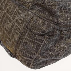 Pre Owned Fendi Gold Metallic Mia Zucca Shoulder Bag