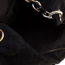 Pre Owned Fendi Black Zucca Canvas Mia Hobo