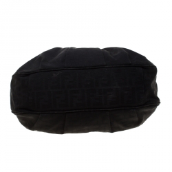 Pre Owned Fendi Black Zucca Canvas Mia Hobo