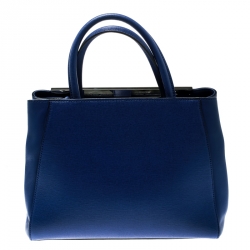 Pre Owned Fendi Blue Leather Petite Sac 2jours Elite Top Handle Bag