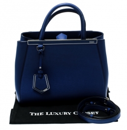 Pre Owned Fendi Blue Leather Petite Sac 2jours Elite Top Handle Bag