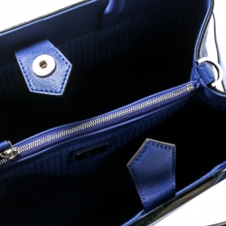 Pre Owned Fendi Blue Leather Petite Sac 2jours Elite Top Handle Bag