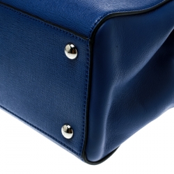 Pre Owned Fendi Blue Leather Petite Sac 2jours Elite Top Handle Bag