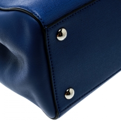 Pre Owned Fendi Blue Leather Petite Sac 2jours Elite Top Handle Bag