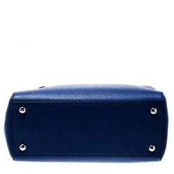 Pre Owned Fendi Blue Leather Petite Sac 2jours Elite Top Handle Bag