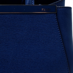 Pre Owned Fendi Blue Leather Petite Sac 2jours Elite Top Handle Bag