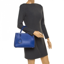 Pre Owned Fendi Blue Leather Petite Sac 2jours Elite Top Handle Bag