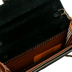 Pre Owned Fendi Black Leather Continental Wallet On Chain