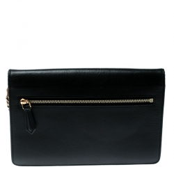 Pre Owned Fendi Black Leather Continental Wallet On Chain