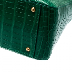 Pre Owned Fendi Green Crocodile Twins Shopper Tote