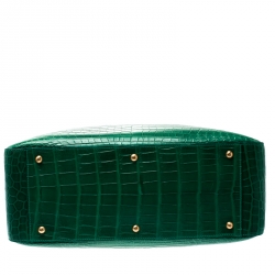 Pre Owned Fendi Green Crocodile Twins Shopper Tote