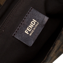 Pre Owned Fendi Tobacco Zucca Canvas Mia Flap Bag