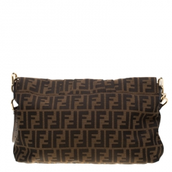 Pre Owned Fendi Tobacco Zucca Canvas Mia Flap Bag