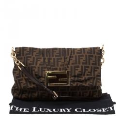 Pre Owned Fendi Tobacco Zucca Canvas Mia Flap Bag