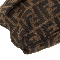 Pre Owned Fendi Tobacco Zucca Canvas Mia Flap Bag