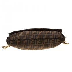 Pre Owned Fendi Tobacco Zucca Canvas Mia Flap Bag