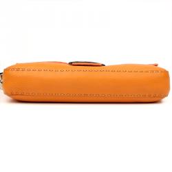Pre Owned Fendi Orange Selleria Leather Baguette Shoulder Bag
