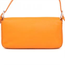Pre Owned Fendi Orange Selleria Leather Baguette Shoulder Bag