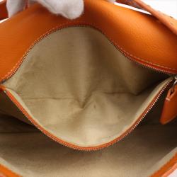 Pre Owned Fendi Orange Selleria Leather Baguette Shoulder Bag