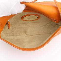 Pre Owned Fendi Orange Selleria Leather Baguette Shoulder Bag