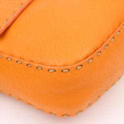 Pre Owned Fendi Orange Selleria Leather Baguette Shoulder Bag