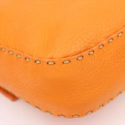 Pre Owned Fendi Orange Selleria Leather Baguette Shoulder Bag