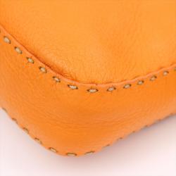 Pre Owned Fendi Orange Selleria Leather Baguette Shoulder Bag