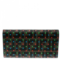 Pre Owned Fendi Tobacco Dotted Zucca Canvas Continental Wallet