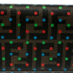 Pre Owned Fendi Tobacco Dotted Zucca Canvas Continental Wallet