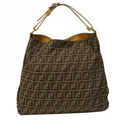 Pre Owned Fendi Tobacco Zucca Canvas Hobo