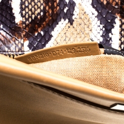 Pre Owned Fendi Light Brown Leather with Snakeskin Lining Large Peekaboo Tote