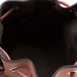 Pre Owned Fendi Peach Leather Mini Mon Tresor Drawstring Bucket Bag