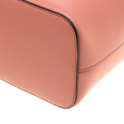 Pre Owned Fendi Peach Leather Mini Mon Tresor Drawstring Bucket Bag