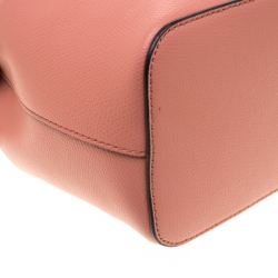 Pre Owned Fendi Peach Leather Mini Mon Tresor Drawstring Bucket Bag