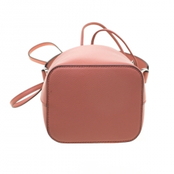 Pre Owned Fendi Peach Leather Mini Mon Tresor Drawstring Bucket Bag