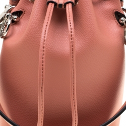 Pre Owned Fendi Peach Leather Mini Mon Tresor Drawstring Bucket Bag