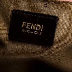 Pre Owned Fendi Red Canvas Zucca Jacquard Boston Bag