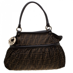 Pre Owned Fendi Tobacco Zucca Canvas Giant Chef Hobo