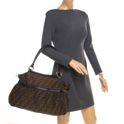 Pre Owned Fendi Tobacco Zucca Canvas Giant Chef Hobo