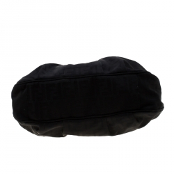 Pre Owned Fendi Black Zucca Canvas Mia Hobo