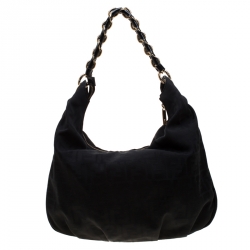 Pre Owned Fendi Black Zucca Canvas Mia Hobo