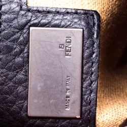 Pre Owned Fendi Dark Brown Embroidered Leather Mini Mama Shoulder Bag 