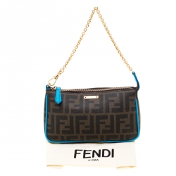 Pre Owned Fendi Tobacco Zucca Canvas Mini Pochette Bag