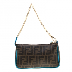 Pre Owned Fendi Tobacco Zucca Canvas Mini Pochette Bag